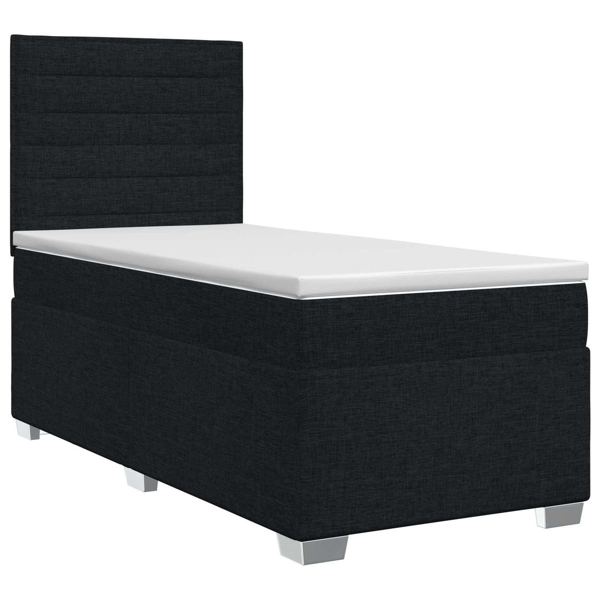 vidaXL Łóżko kontynentalne z materacem Czarny 100 x 200 cm tkanina