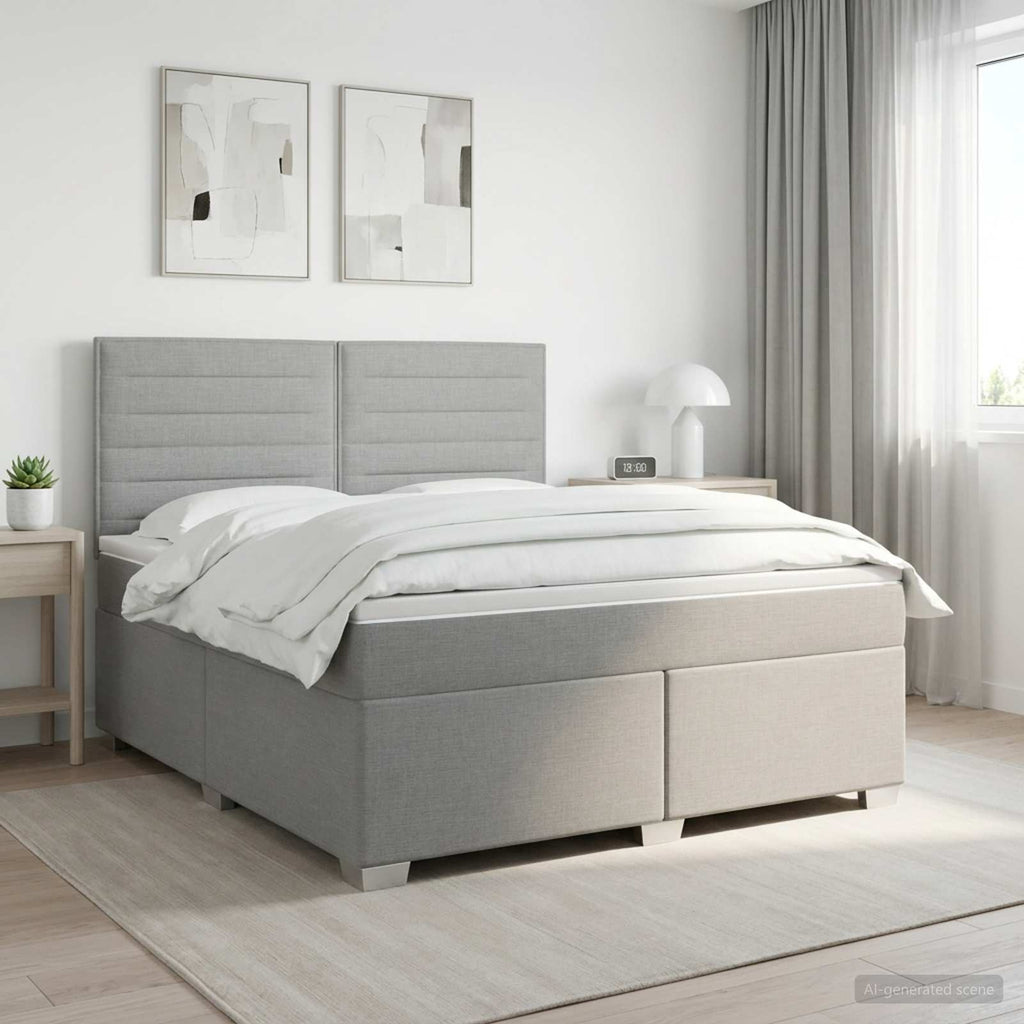 vidaXL Łóżko kontynentalne z materacem jasnoszary 160 x 200 cm tkanina