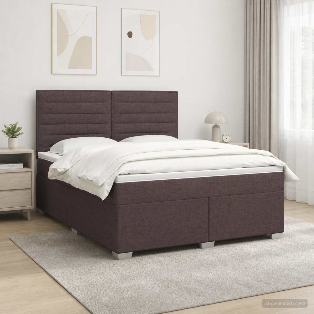 vidaXL Łóżko kontynentalne z materacem Ciemny brąz 140 x 190 cm