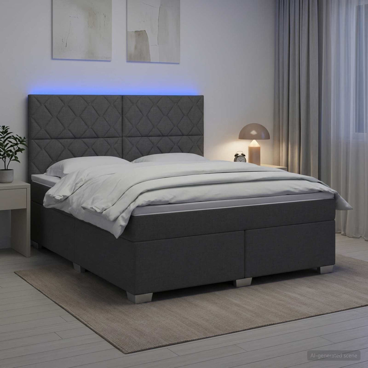 vidaXL Łóżko kontynentalne z materacem ciemnoszary 140 x 190 cm