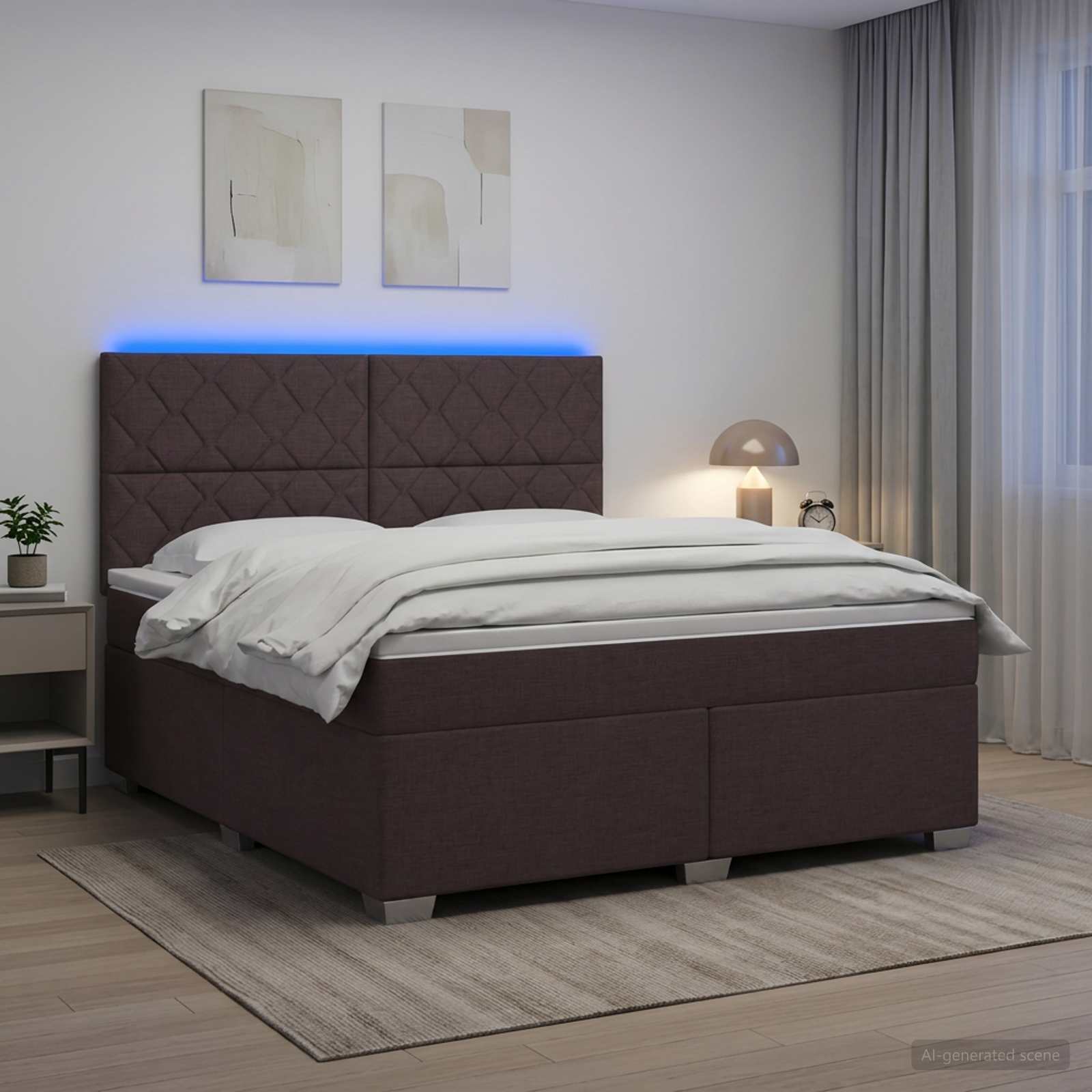 vidaXL Łóżko kontynentalne z materacem Ciemny brąz 180 x 200 cm