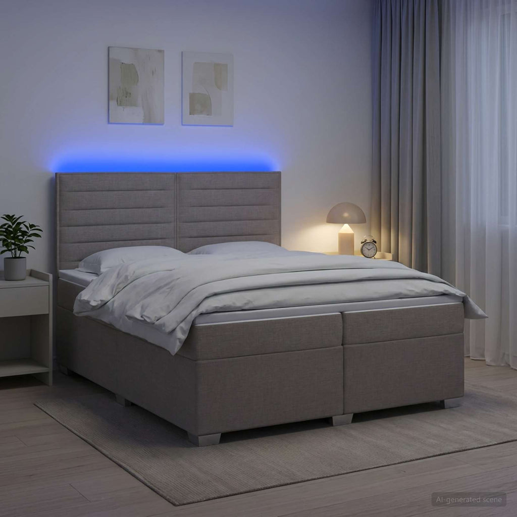 vidaXL Łóżko kontynentalne z materacem Ciemnoszary 200 x 200 cm