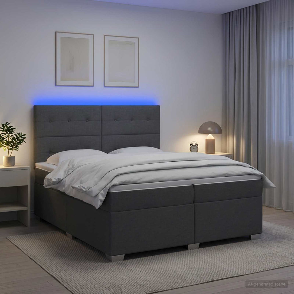 vidaXL Łóżko kontynentalne z materacem ciemnoszary 200 x 200 cm