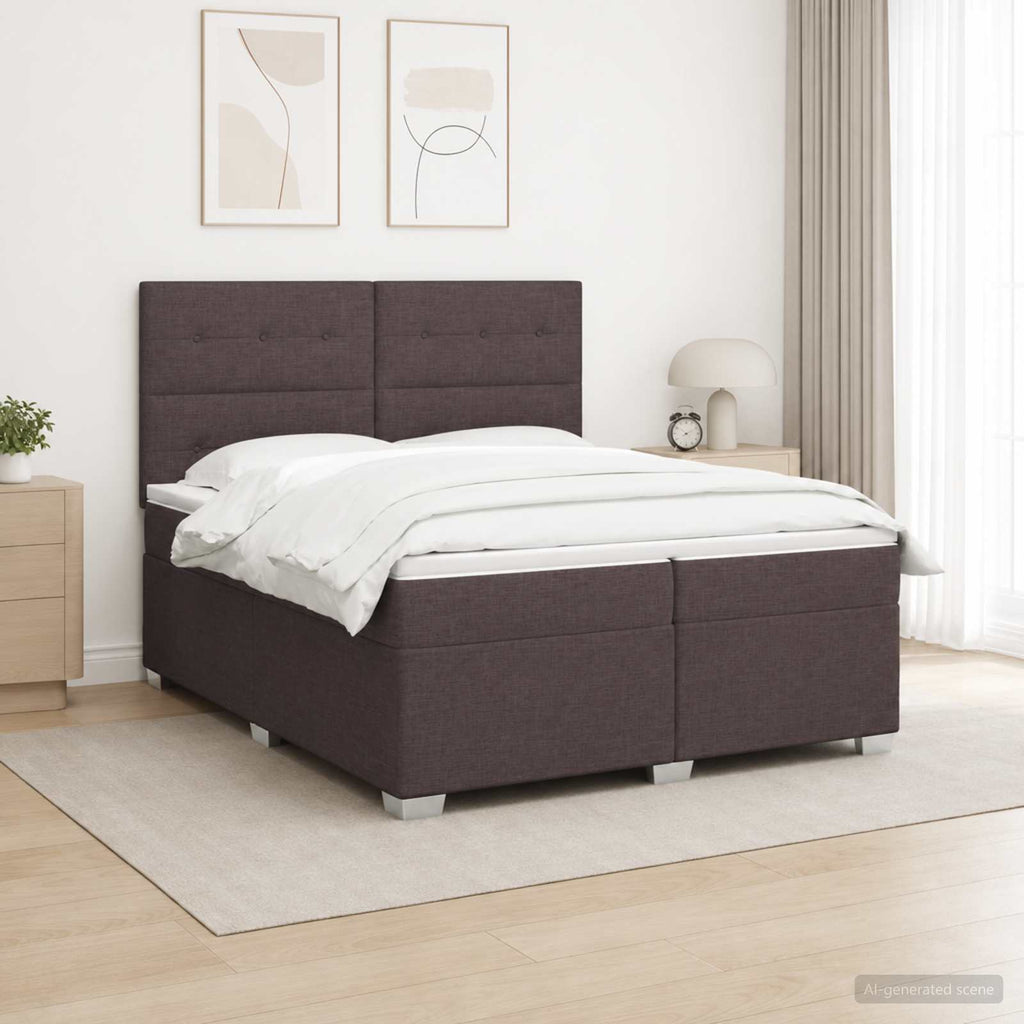 vidaXL Łóżko kontynentalne z materacem Ciemny brąz 200 x 200 cm