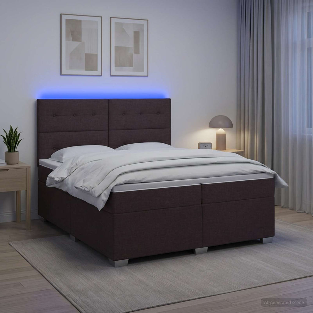 vidaXL Łóżko kontynentalne z materacem Ciemny brąz 200 x 200 cm