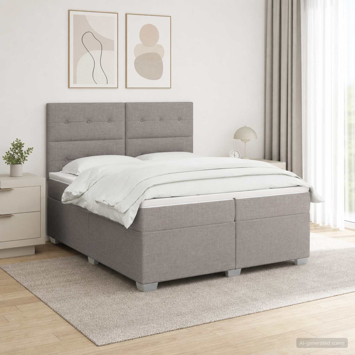 vidaXL Łóżko kontynentalne z materacem Ciemnoszary 200 x 200 cm