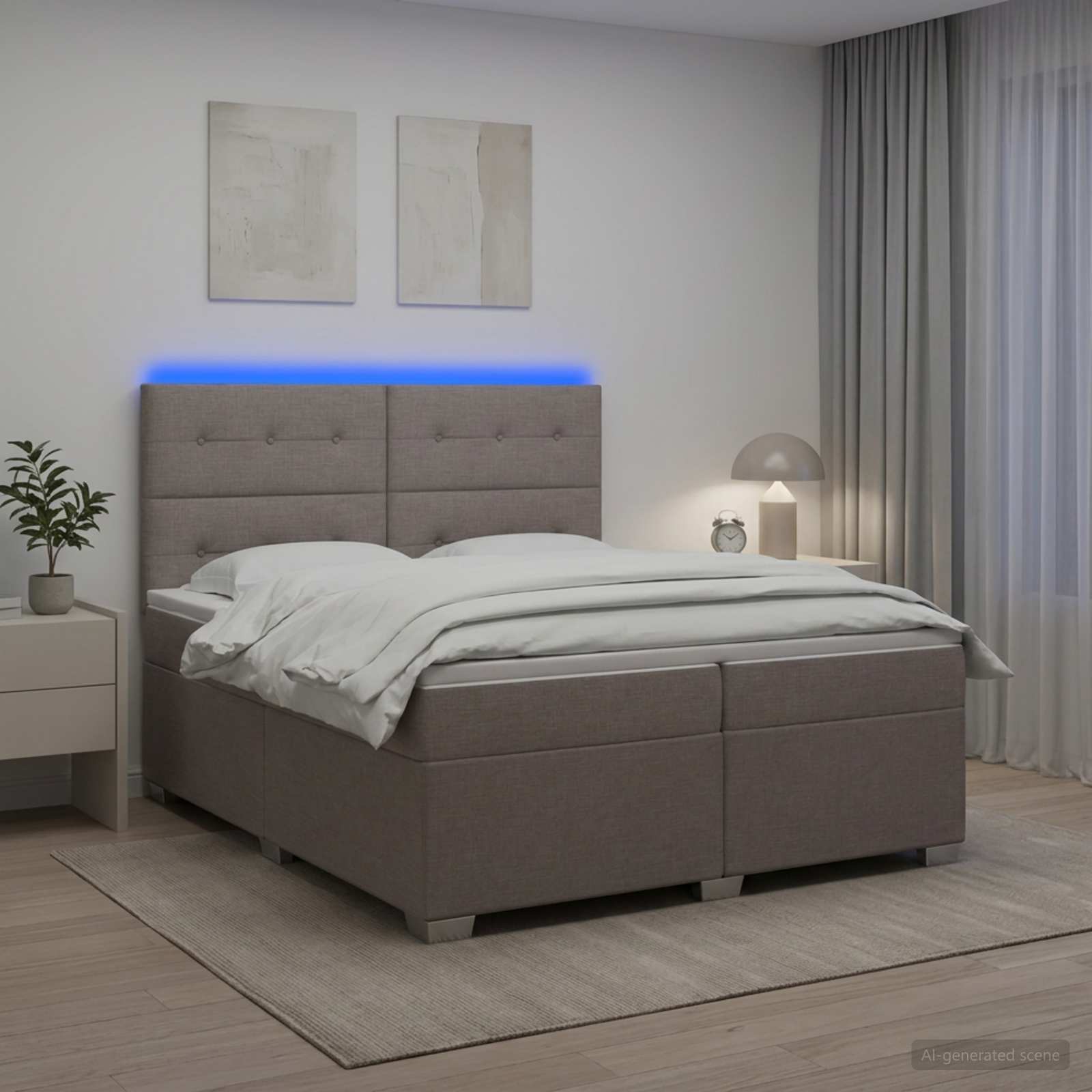 vidaXL Łóżko kontynentalne z materacem Ciemnoszary 200 x 200 cm