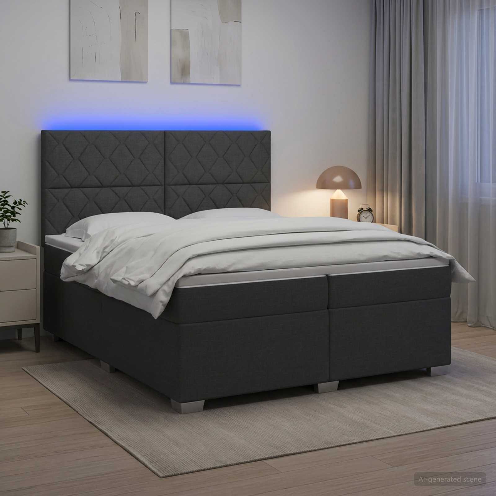 vidaXL Łóżko kontynentalne z materacem ciemnoszary 200 x 200 cm