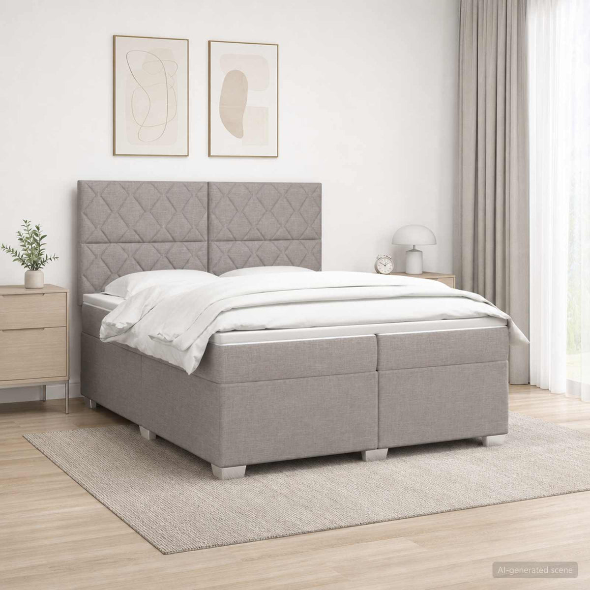 vidaXL Łóżko kontynentalne z materacem Ciemnoszary 200 x 200 cm