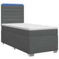 vidaXL Łóżko Box Spring z materacem i LED ciemnoszary 90 x 190 cm