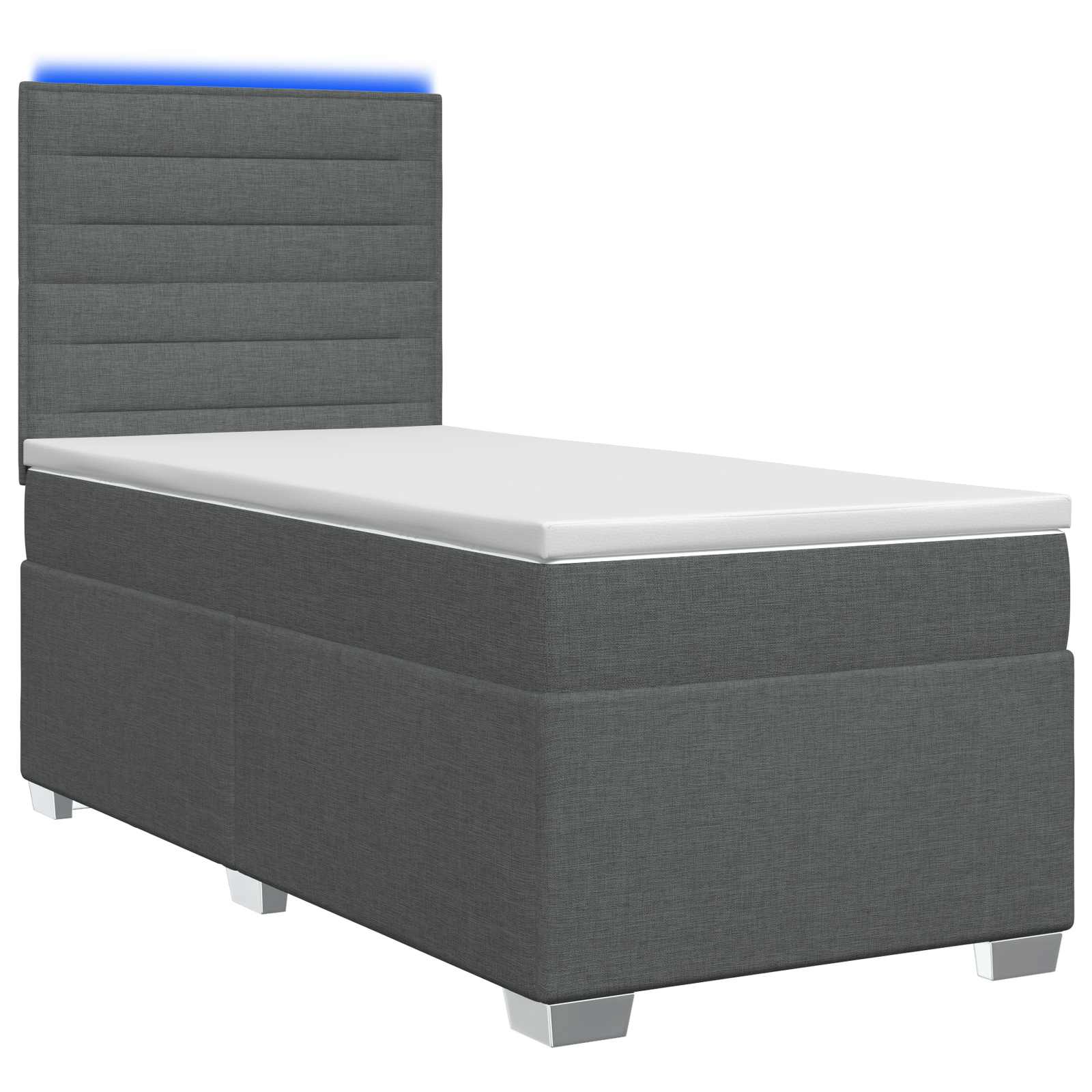 vidaXL Łóżko Box Spring z materacem i LED ciemnoszary 90 x 190 cm