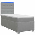 vidaXL Łóżko Box Spring z materacem i LED jasnoszary 90 x 190 cm