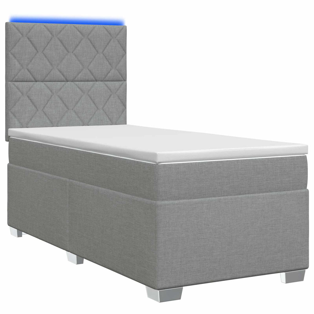 vidaXL Łóżko Box Spring z materacem i LED jasnoszary 90 x 190 cm