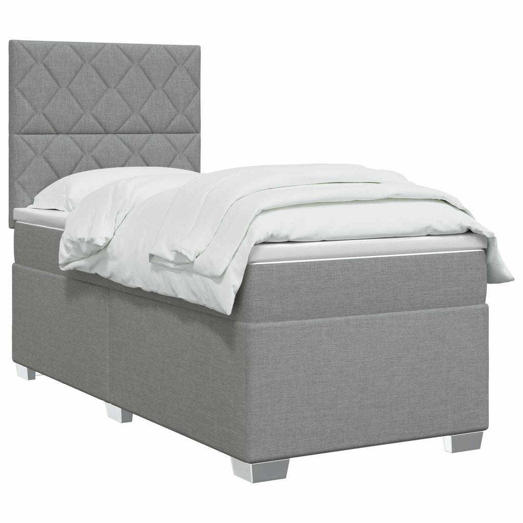 vidaXL Łóżko Box Spring z materacem i LED jasnoszary 90 x 190 cm