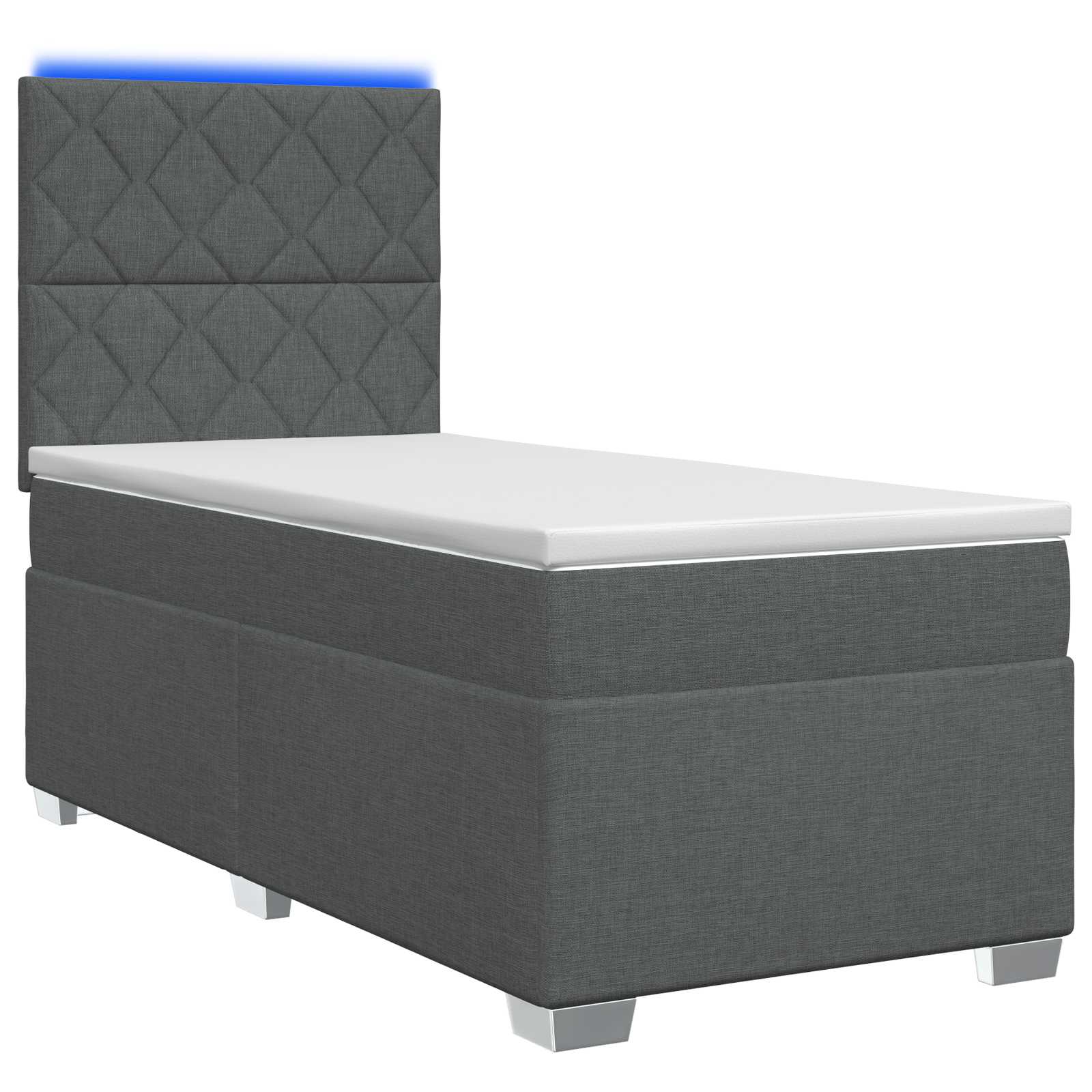 vidaXL Łóżko Box Spring z materacem i LED ciemnoszary 90 x 190 cm