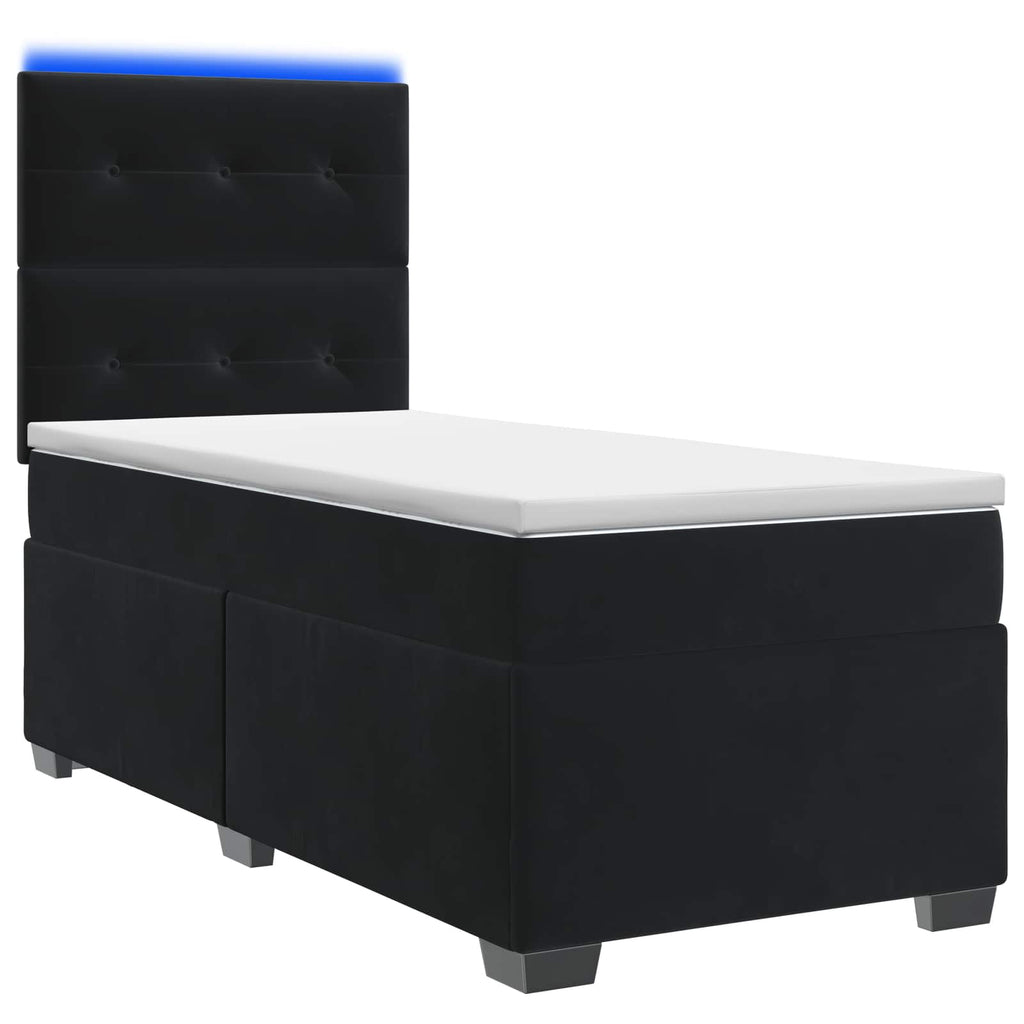vidaXL Łóżko kontynentalne z materacem Czarny 80 x 200 cm Welur