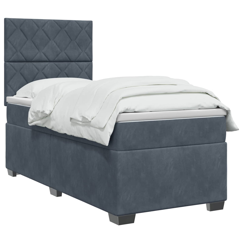 vidaXL Łóżko kontynentalne z materacem ciemnoszary 80 x 200 cm Welur