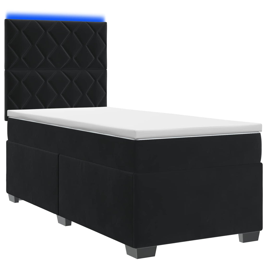 vidaXL Łóżko kontynentalne z materacem Czarny 80 x 200 cm Welur
