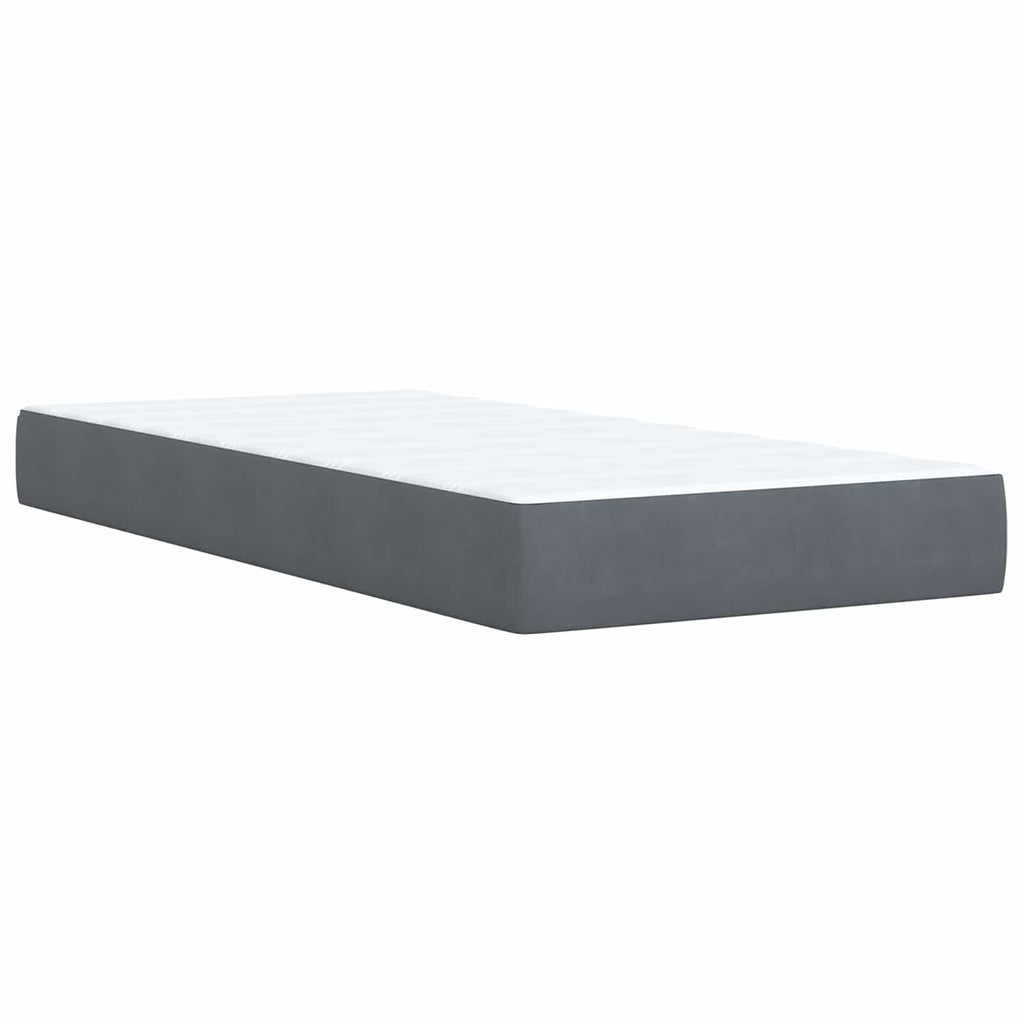 vidaXL Łóżko kontynentalne z materacem ciemnoszary 90 x 200 cm Welur