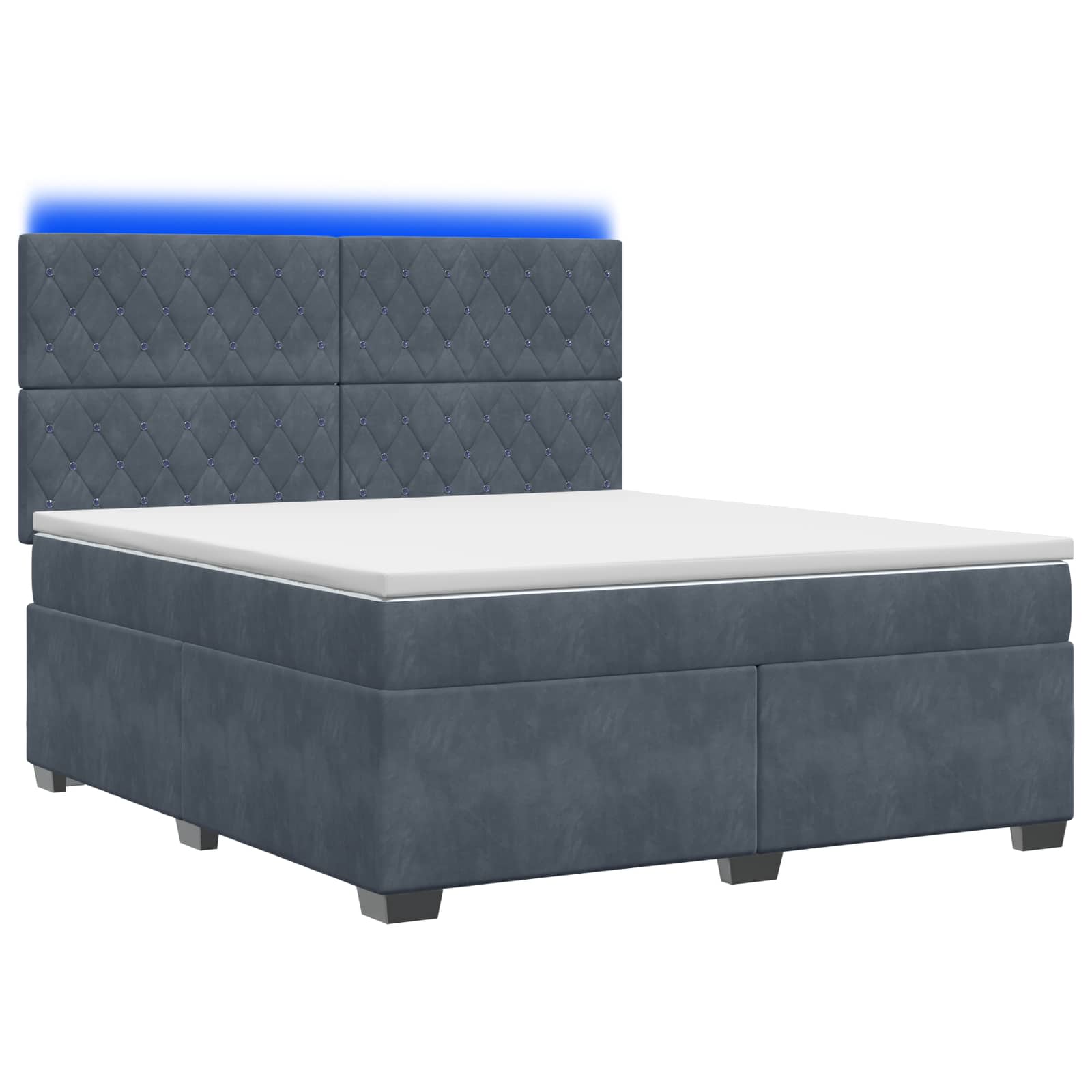 vidaXL Łóżko kontynentalne z materacem ciemnoszary 180 x 200 cm Welur