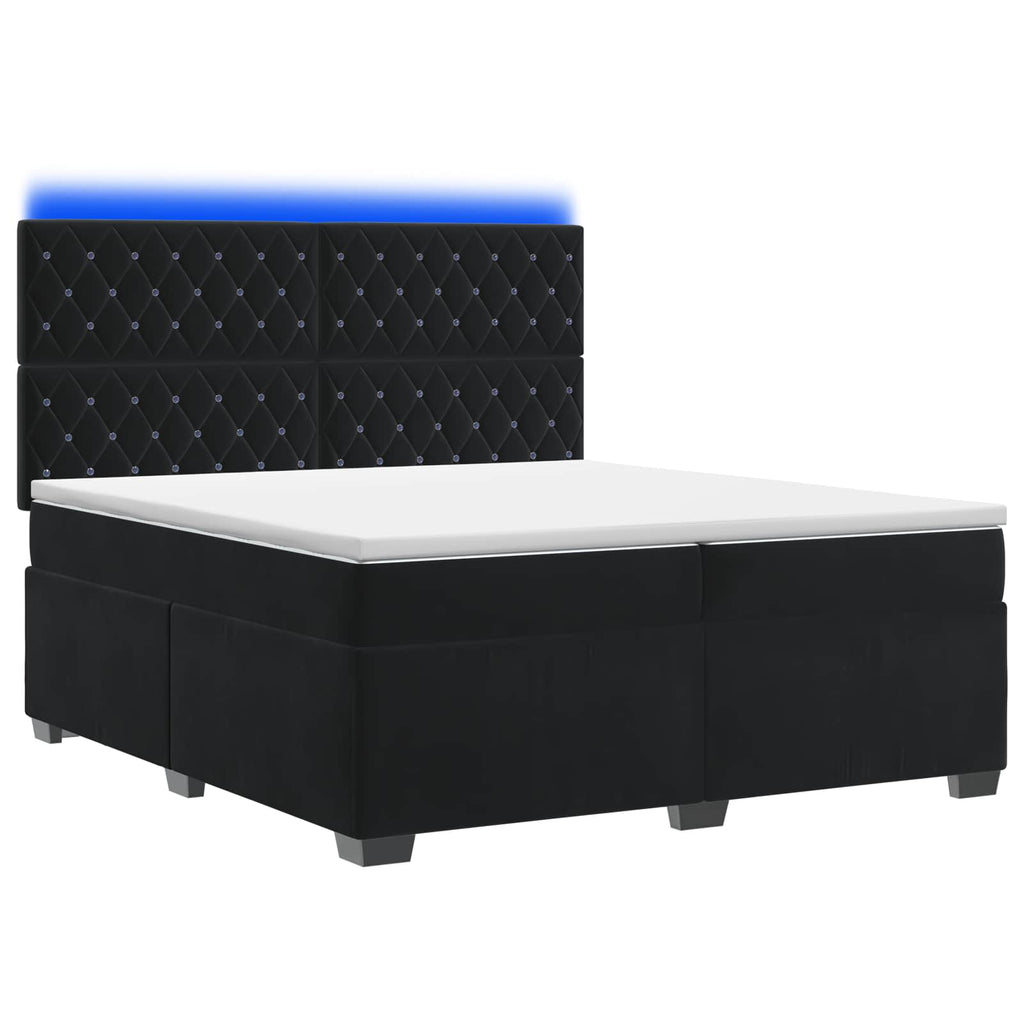 vidaXL Łóżko kontynentalne z materacem Czarny 200 x 200 cm Welur