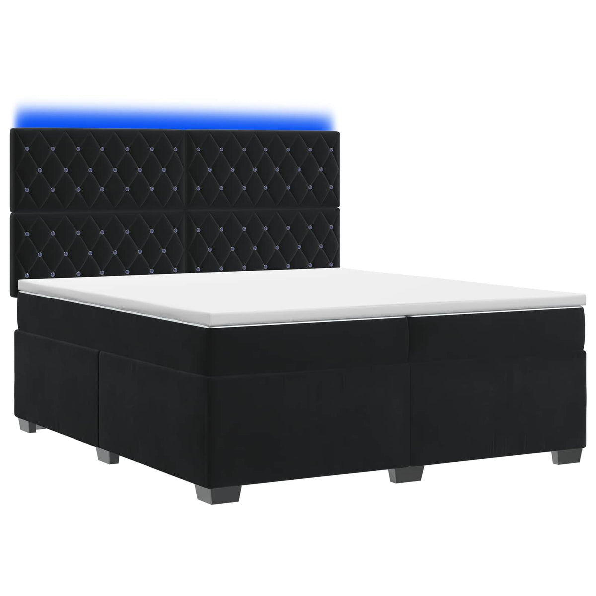 vidaXL Łóżko kontynentalne z materacem Czarny 200 x 200 cm Welur