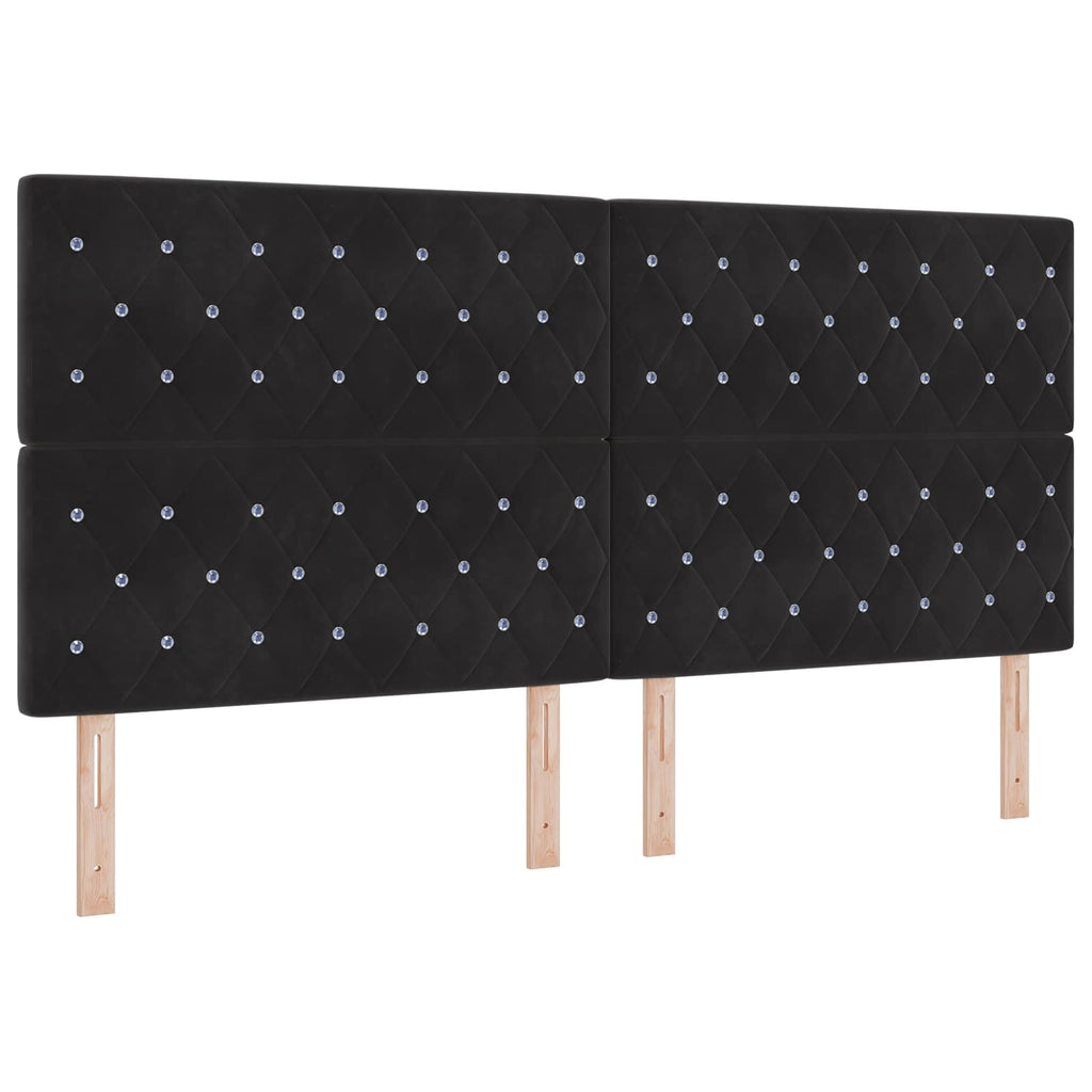 vidaXL Łóżko kontynentalne z materacem Czarny 200 x 200 cm Welur