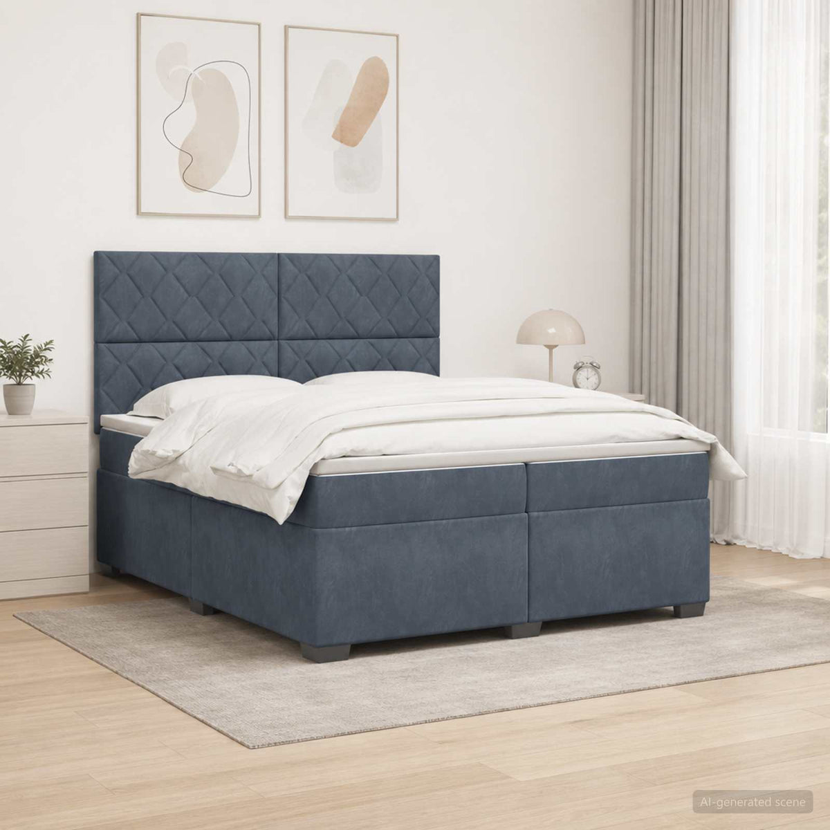 vidaXL Łóżko kontynentalne z materacem ciemnoszary 200 x 200 cm Welur