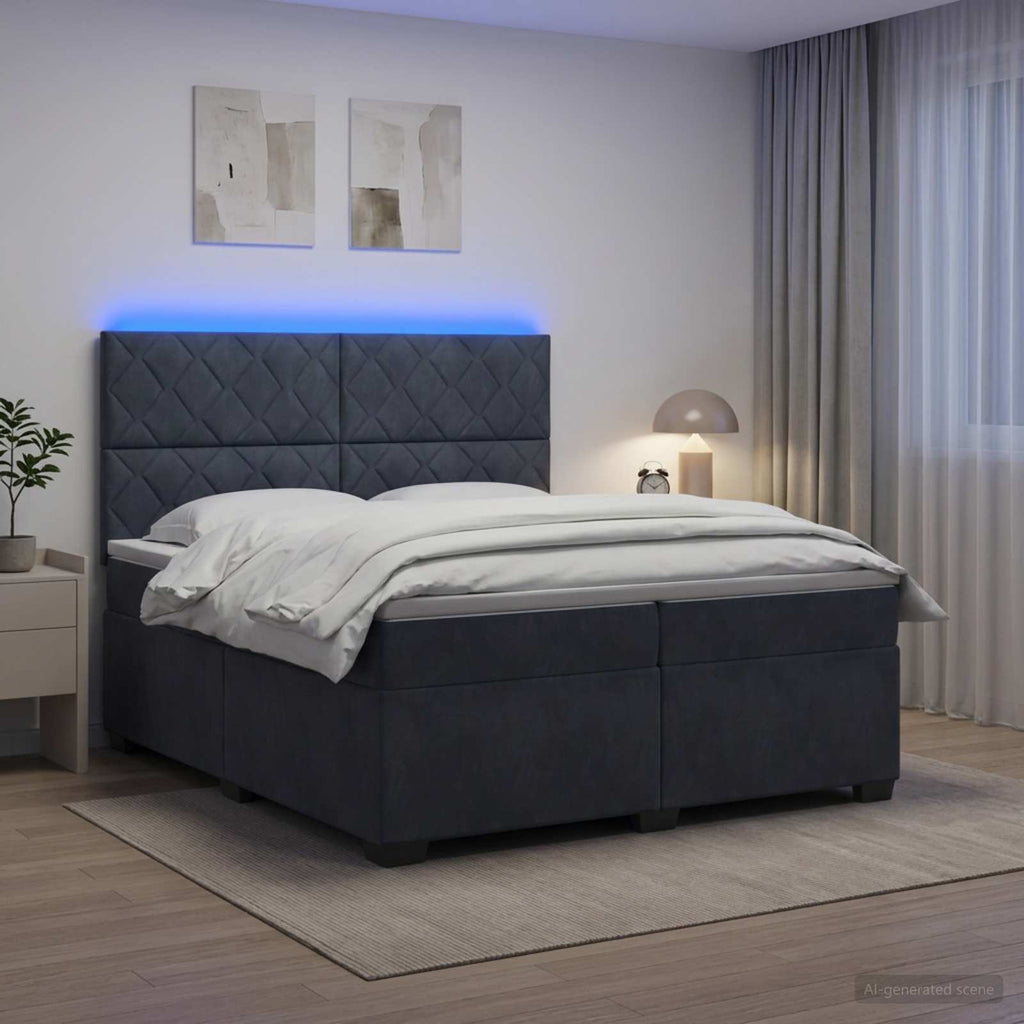 vidaXL Łóżko kontynentalne z materacem ciemnoszary 200 x 200 cm Welur