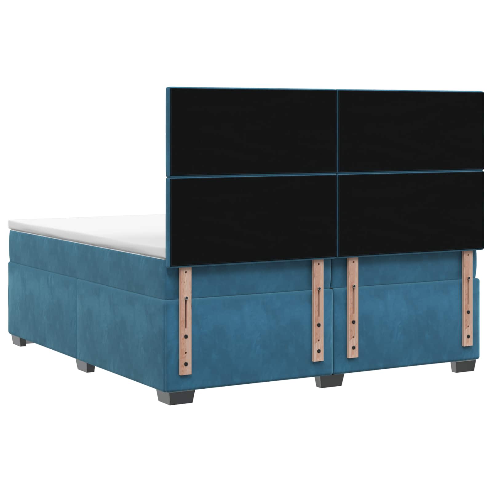 vidaXL Łóżko kontynentalne z materacem niebieski 200 x 200 cm Welur