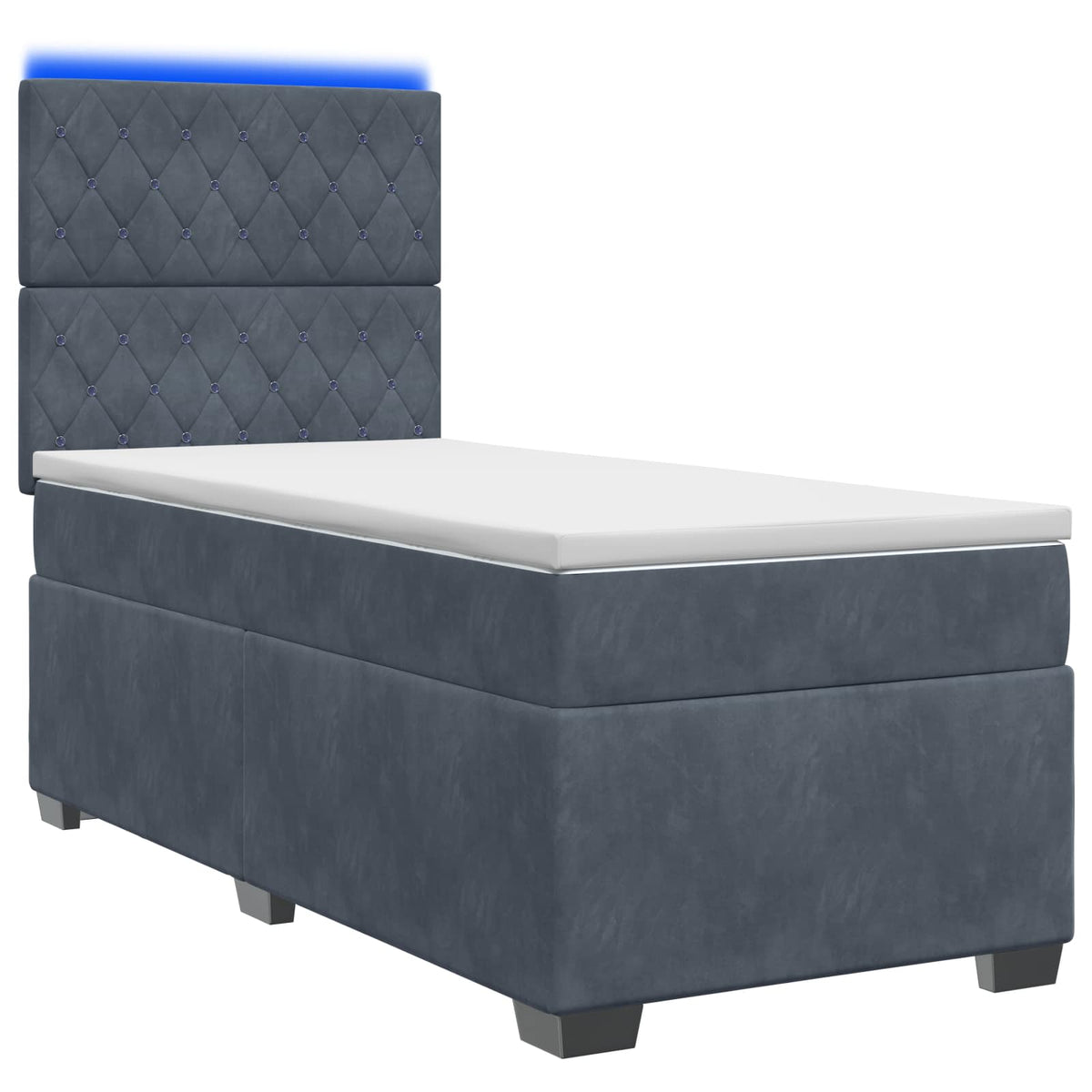 vidaXL Łóżko Box Spring z materacem i LED ciemnoszary 90 x 190 cm