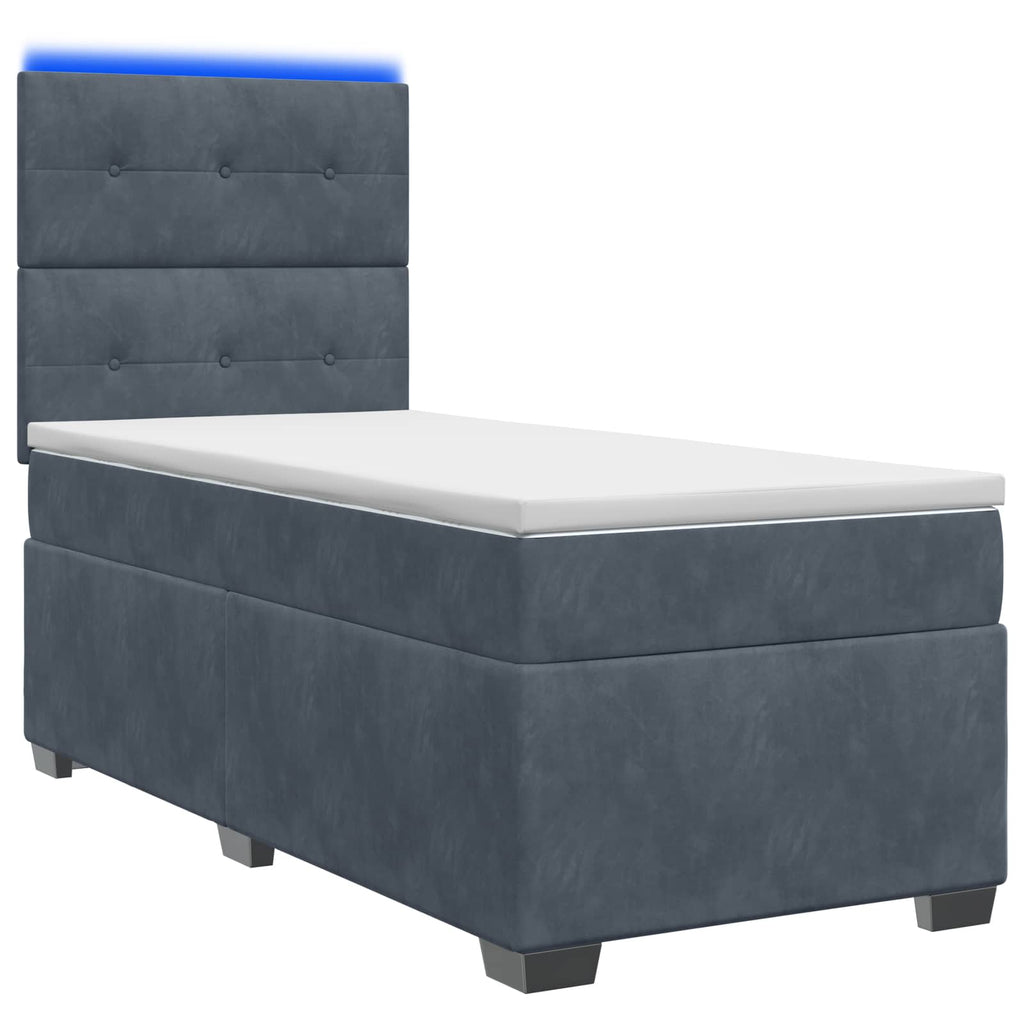 vidaXL Łóżko Box Spring z materacem i LED ciemnoszary 90 x 190 cm