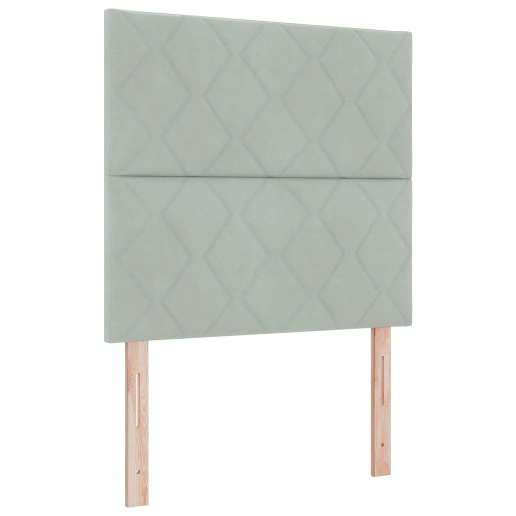 vidaXL Łóżko Box Spring z materacem i LED jasnoszary 90 x 190 cm Welur