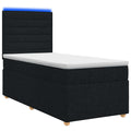 vidaXL Łóżko kontynentalne z materacem Czarny 80 x 200 cm tkanina