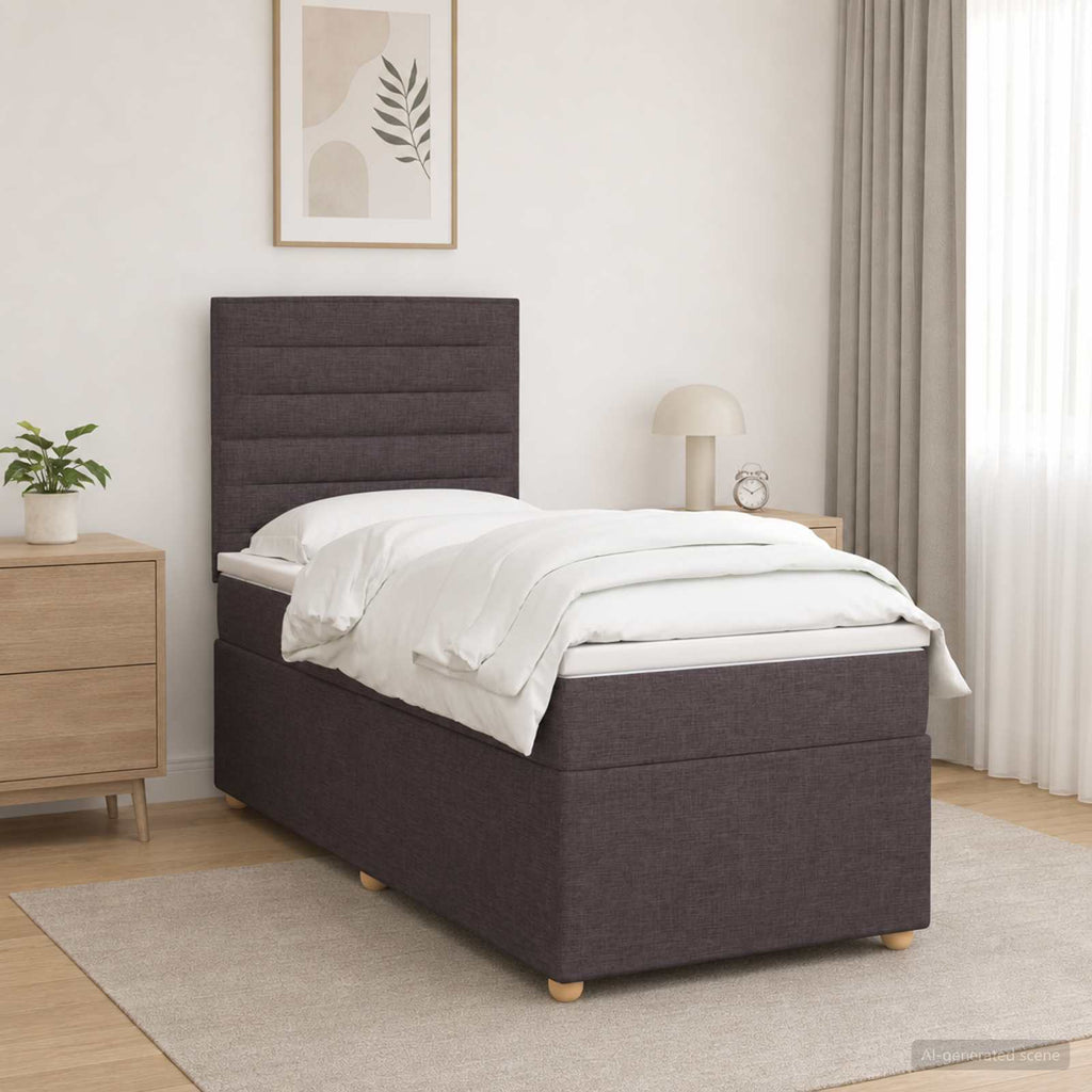 vidaXL Łóżko kontynentalne z materacem Ciemny brąz 80 x 200 cm tkanina