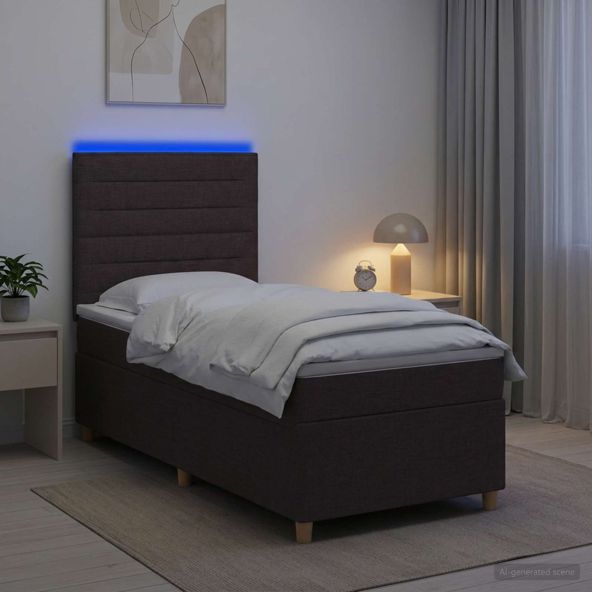 vidaXL Łóżko kontynentalne z materacem Ciemny brąz 80 x 200 cm tkanina