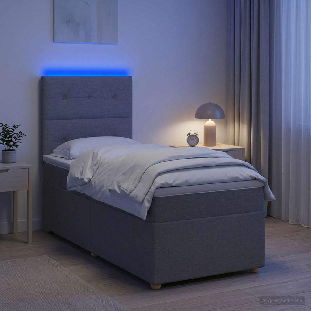 vidaXL Łóżko kontynentalne z materacem jasnoszary 100 x 200 cm tkanina