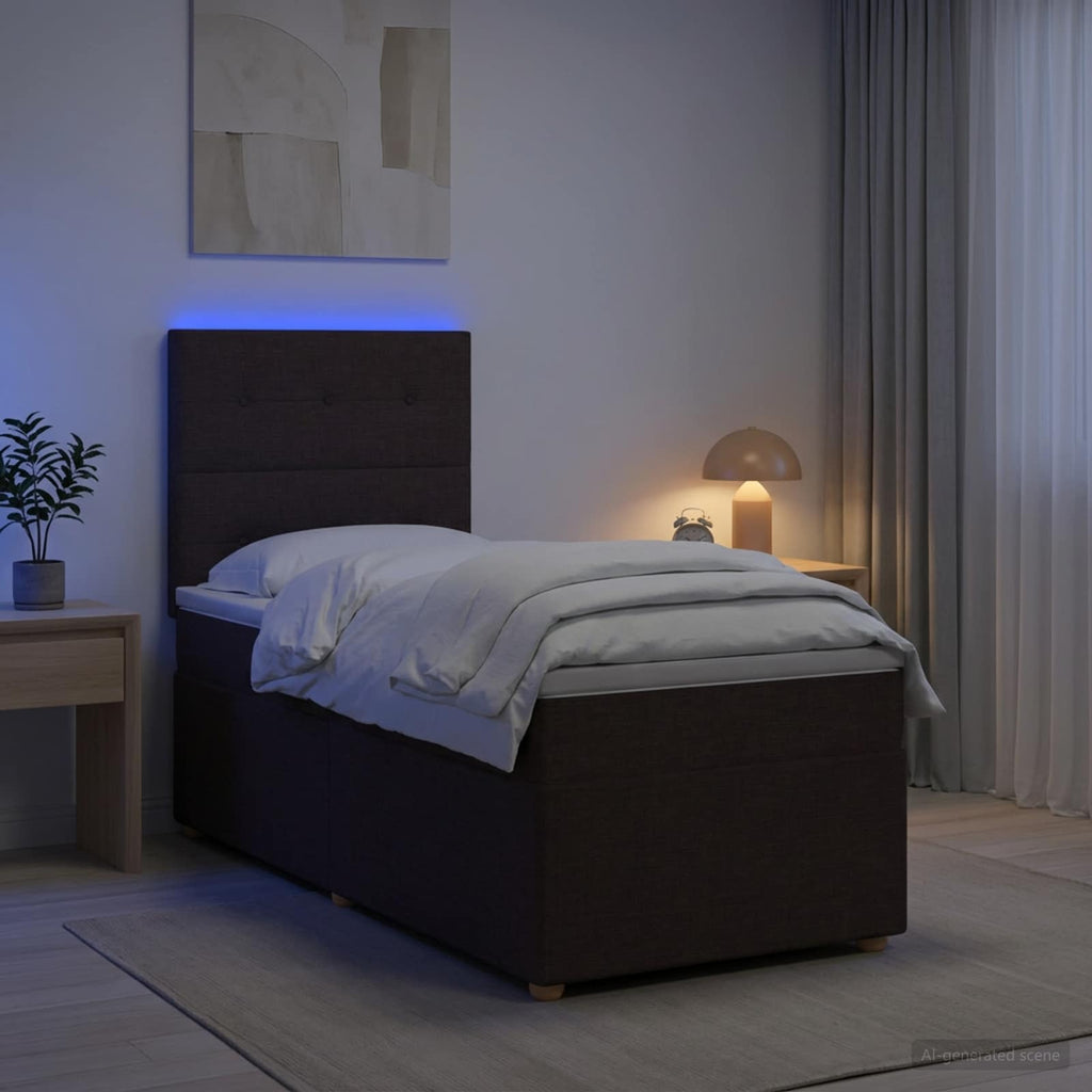 vidaXL Łóżko kontynentalne z materacem Ciemny brąz 90 x 190 cm tkanina