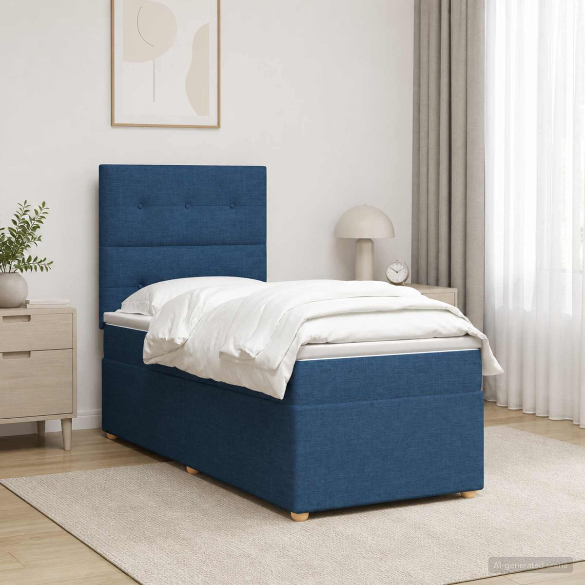vidaXL Łóżko kontynentalne z materacem niebieski 90 x 190 cm tkanina