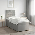 vidaXL Łóżko z box spring LED z materacem jasnoszary 90 x 190 cm