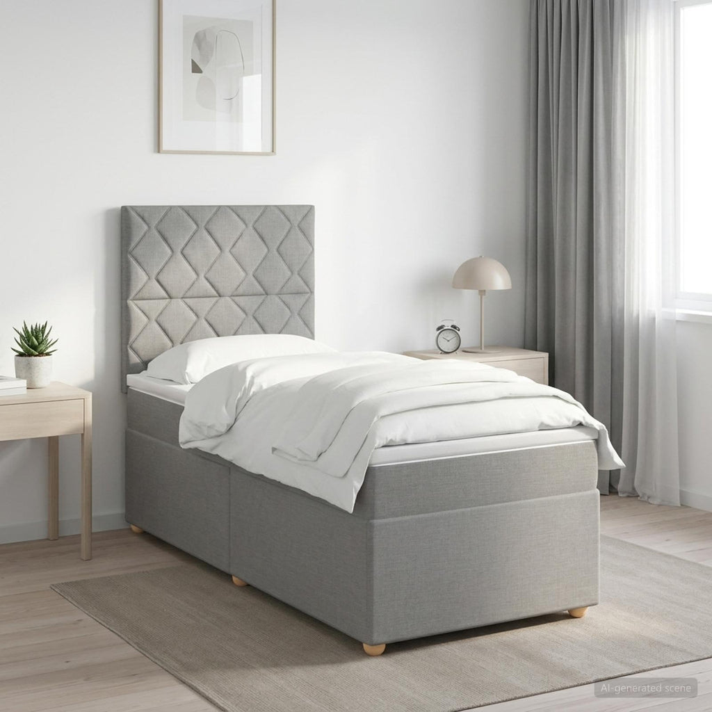 vidaXL Łóżko kontynentalne z materacem jasnoszary 80 x 200 cm tkanina
