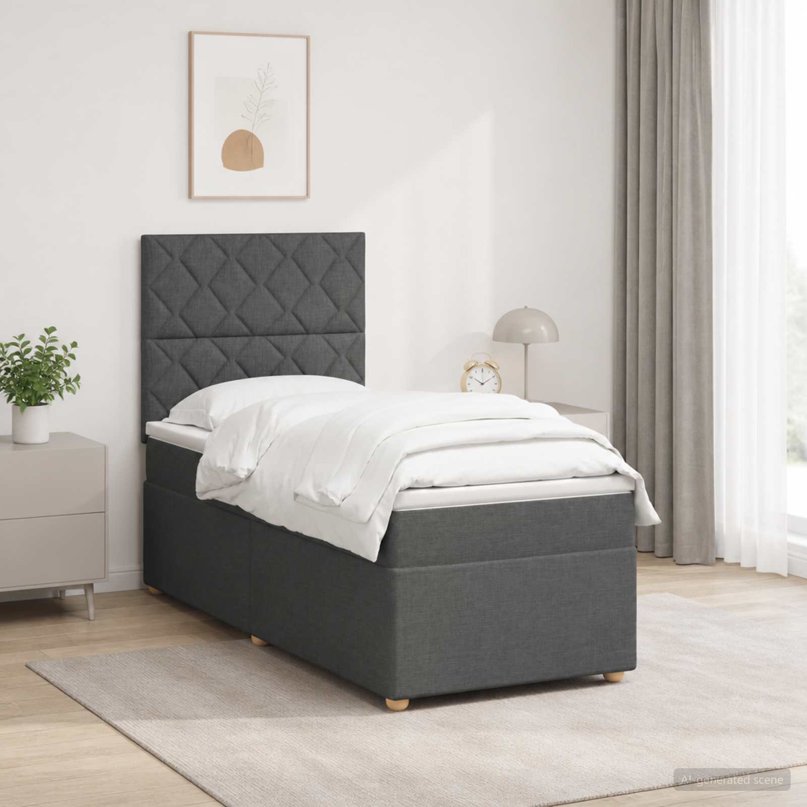 vidaXL Łóżko z box spring LED z materacem ciemnoszary 90 x 190 cm