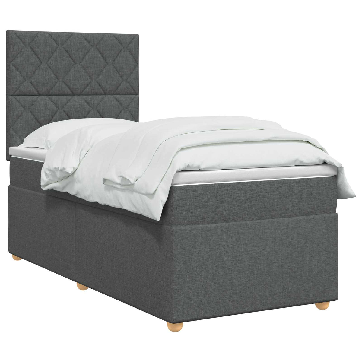 vidaXL Łóżko kontynentalne z materacem ciemnoszary 80 x 200 cm tkanina