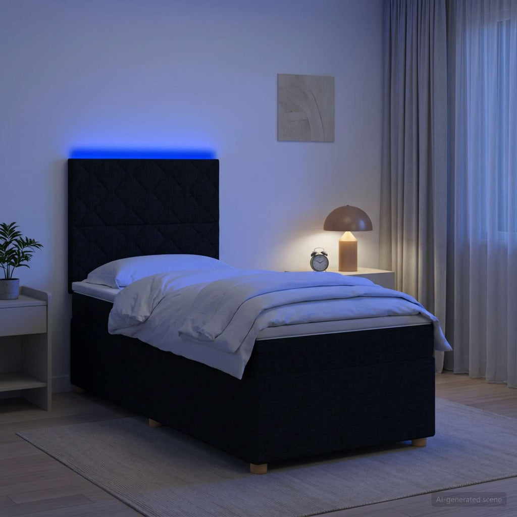 vidaXL Łóżko kontynentalne z materacem Czarny 80 x 200 cm tkanina