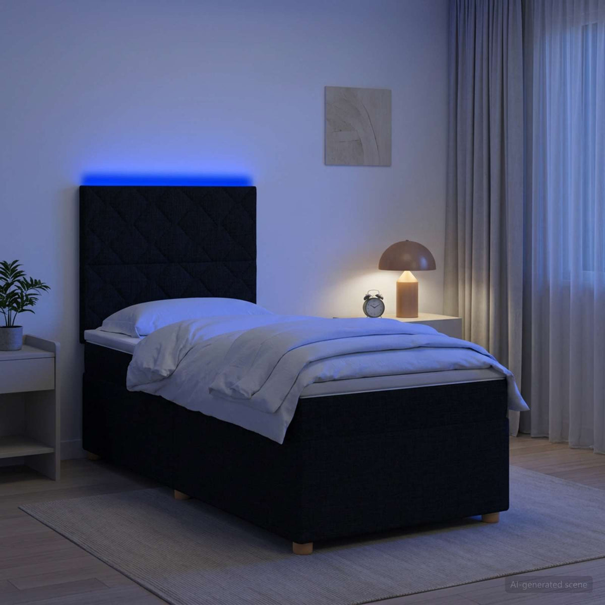 vidaXL Łóżko kontynentalne z materacem Czarny 80 x 200 cm tkanina