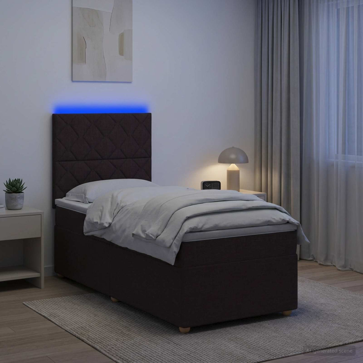 vidaXL Łóżko kontynentalne z materacem Ciemny brąz 90 x 200 cm tkanina