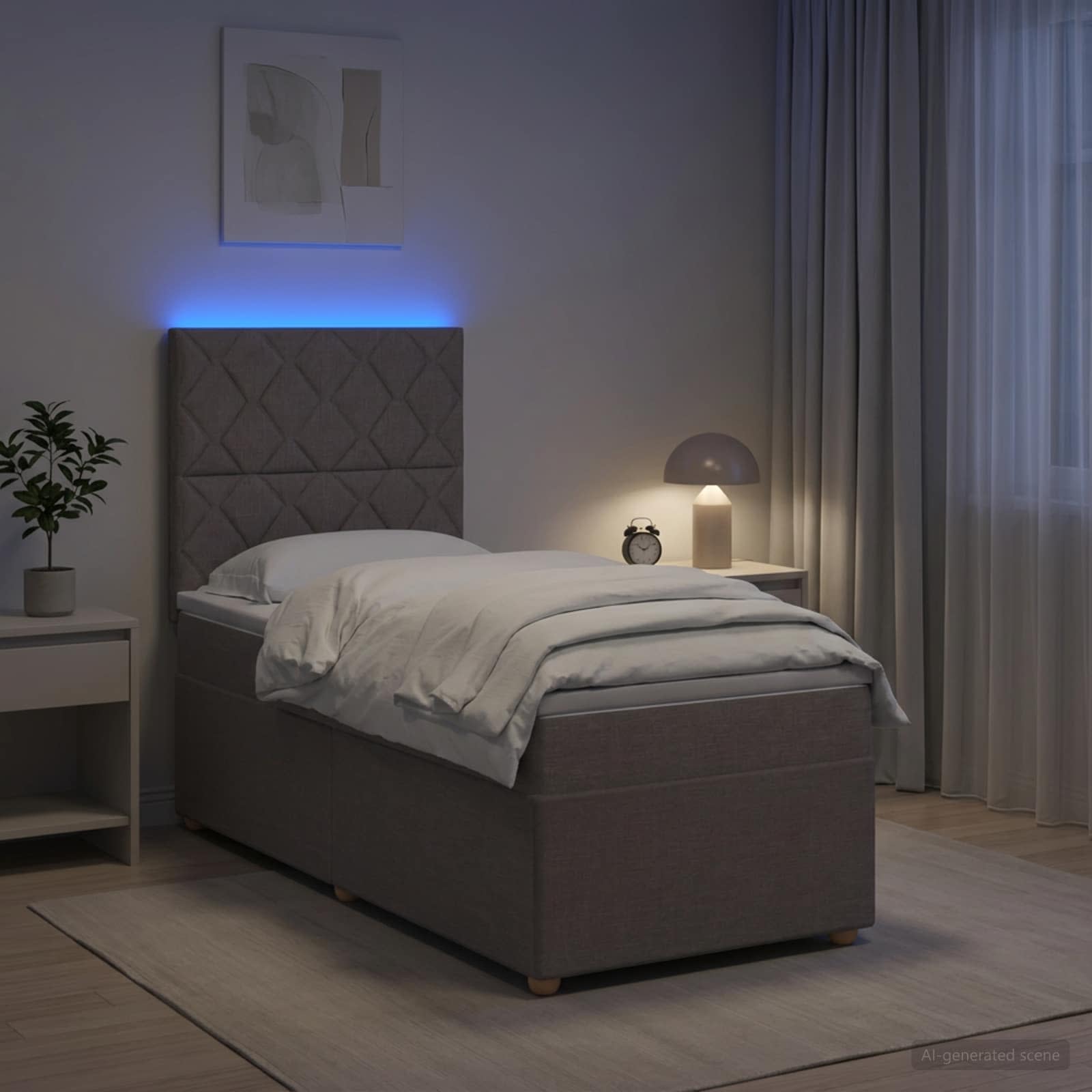 vidaXL Łóżko kontynentalne z materacem Ciemnoszary 90 x 200 cm tkanina