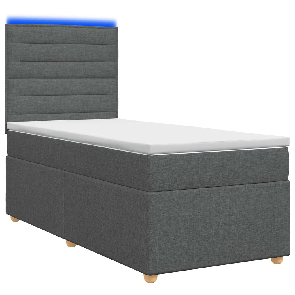 vidaXL Łóżko kontynentalne z materacem ciemnoszary 90 x 190 cm tkanina