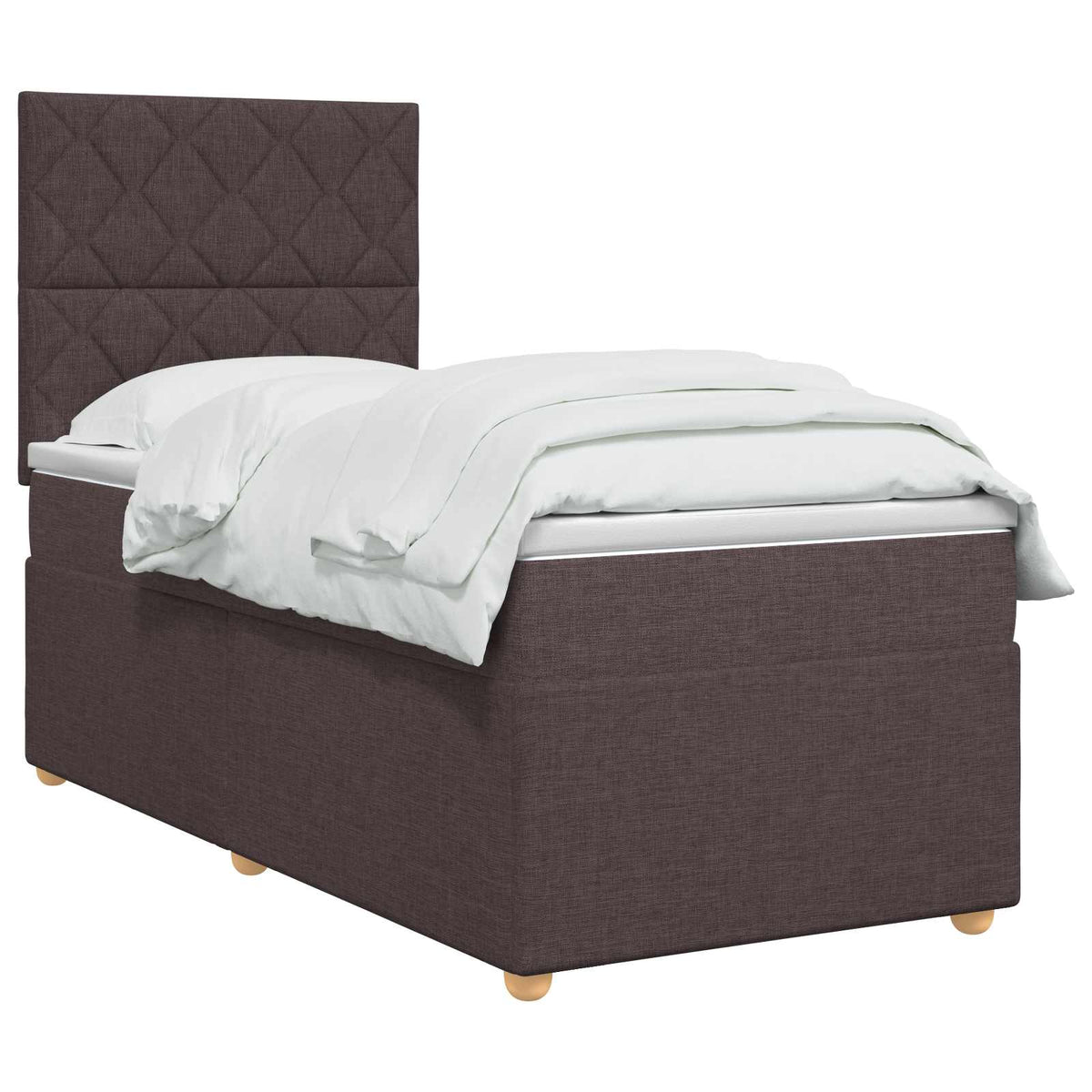 vidaXL Łóżko kontynentalne z materacem Ciemny brąz 90 x 190 cm tkanina