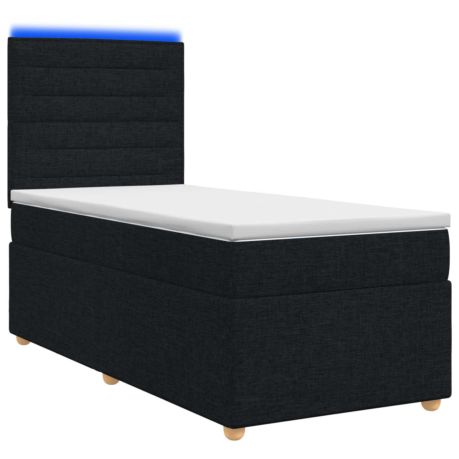 vidaXL Łóżko kontynentalne z materacem Czarny 90 x 200 cm tkanina